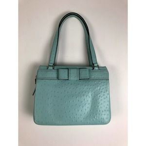 KATE SPADE Valencia Road Zip Darcy Bow Purse Tote Ostrich Leather in Robinsegg